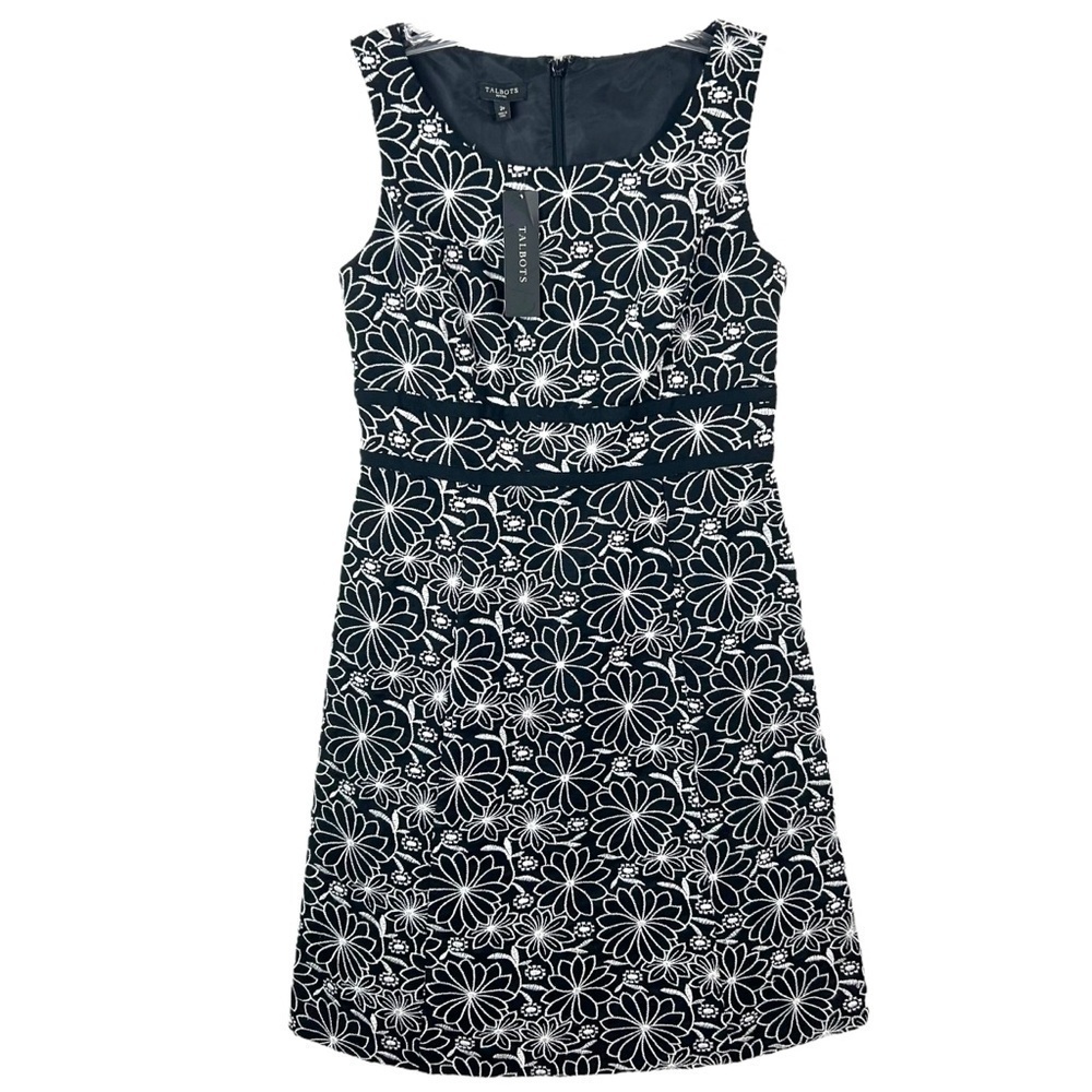 Talbots Linen Blend Embroidered Floral Sleeveless Dress size 2P